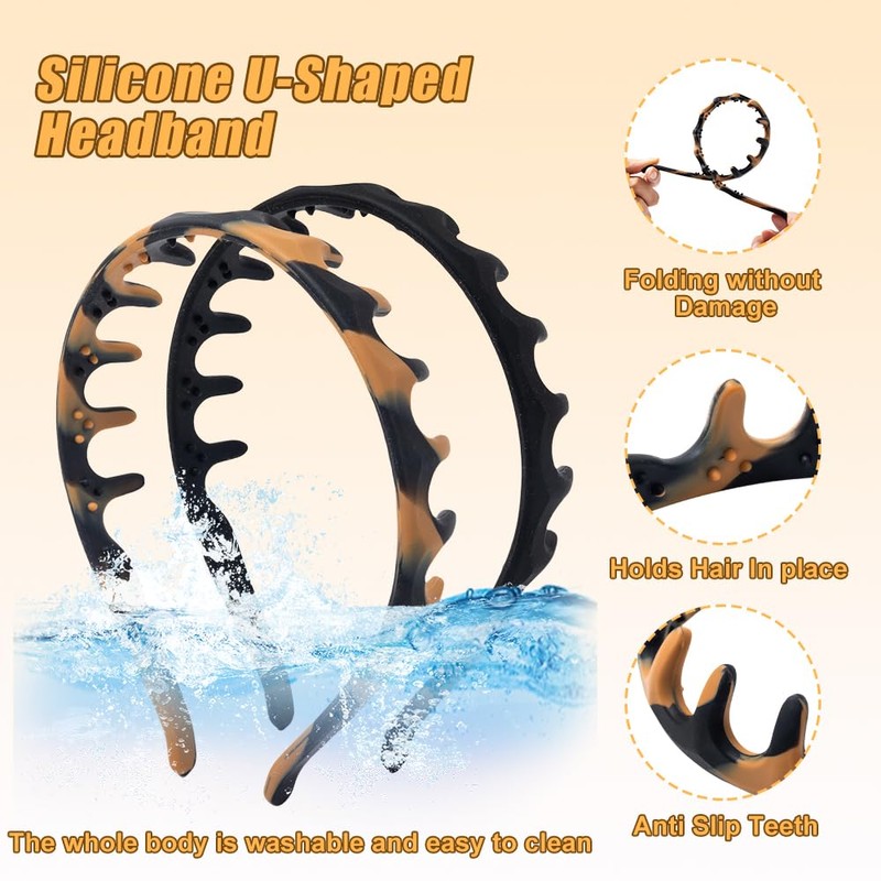 Axewqn 2 Pcs Silicone Headband for Women, Non-Slip Flexible Hairbands