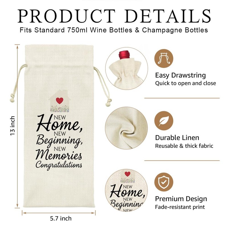 New Home Wine Bag Housewarming Gifts for Neighbors New Homeowners