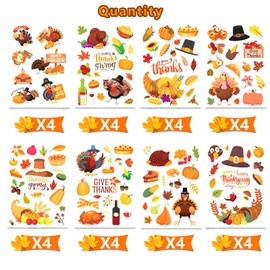 Comelodiant Thanksgiving Stickers 504pcs Fall Stickers for Kids Turkey Stickers Autumn Maple Leaf Stickers Declas for Thanksgiving Fall Party Craft Activities Favors…