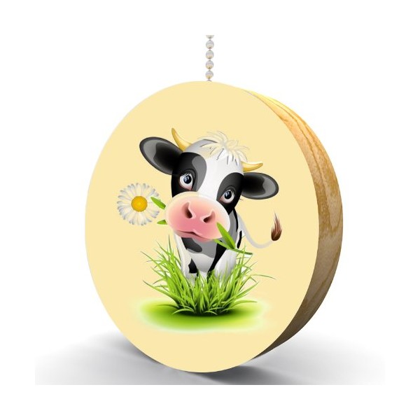 Cow in Daisies Hardwood Oak Fan/Light Pull