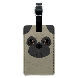 Graphics & More Pug-Dog Pet Leather Luggage Id Tag Suitcase Carry-on, Black
