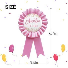 WOWOPA Auntie To Be Tinplate Badge Pin, Gender Reveal Baby Shower Pin, Pink Leaves Pattern Pink Satin Fabric Button Party Decorations - 1pcs