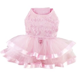 Pink Lace & Ruffles Dog Dress with Matching Leash (X-Small)