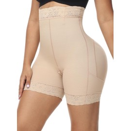 SHAPSHE Tummy Control Shapewear Shorts Faja Postparto Stomach Compression Underwear for Women Booty Lifting Girdles for Women Body Shaper Flat Tummy Thigh Slimmer Boyshorts for Wedding Beige 3XL