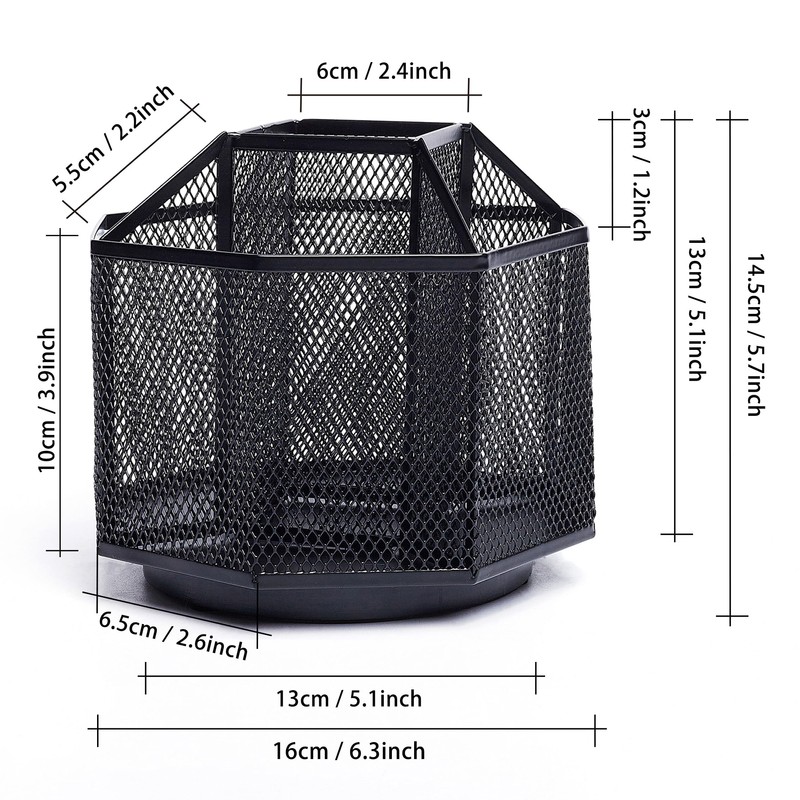 EXERZ Desk Organiser/Mesh Desk Tidy Caddy/Pencil Holder/Multifunctional 360 Rotating