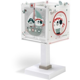 Dalber Kinder Tischlampe Nachttischlampe Piraten The Pirates Tiere, Grau, 14 x 14 x 29 cm
