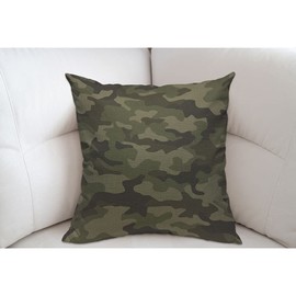 Mugod Military Camouflage Cushion Cover Throw Pillow Covers Army Hunting Mask Green Curve Wave Pillow Case for Men Women Decorative Home Sofa Chair Couch 45x45cm/18x18 Inch
