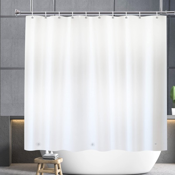 YISURE White Short Shower Curtain Liner 65 inch, PEVA Shorter