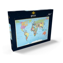 MyPuzzle Coloured World Map - Borders, Countries, Roads and Cities - Premium 200 Piece Puzzle - MyPuzzle Special Collection by Puzzle Galaxy
