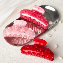 HAIMEIKANG 3 Pcs Acrylic Flower Hair Claw Clips for Women - Cute Non-slip Stylish Accessories Clips for Thick Thin Hair