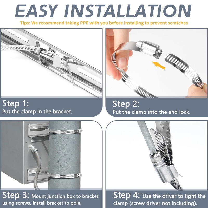 Flamorrow Pole Mounting Kits, 304 Stainless Steel 11.8" x 2"