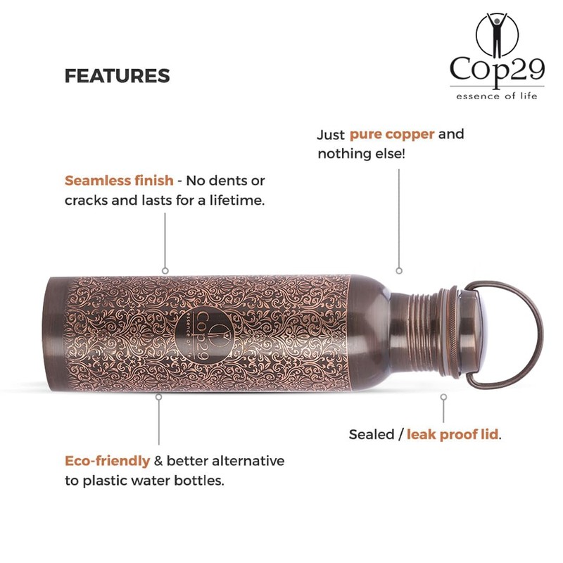 Cop29 Handcrafted Engraved Premium Design Pure Copper Tulip Antique Water