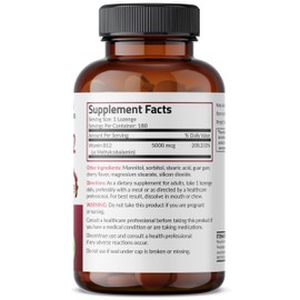 Futurebiotics Methyl B12 5000 MCG Vitamin B12 Methylcobalamin, Cherry Flavor Non-GMO, 180 Vegetarian Lozenges