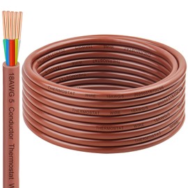 18AWG Thermostat Wire 18/5 Solid Copper – 5 Conductor Low Voltage HVAC Cable for Thermostats, Alarm Systems, Doorbells, Multi-Color, 20FT