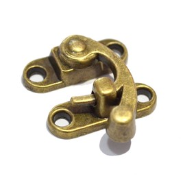 5 Pcs Decorative Bronze Hasp Latch Vintage Hook Lock Antique Right Latch Toggle Snap Closure Swing Lock Clasp for Jewelry Case Gift Wood Box Craft Chest Suitcase (Length:1-1/4", Width:1-3/8")