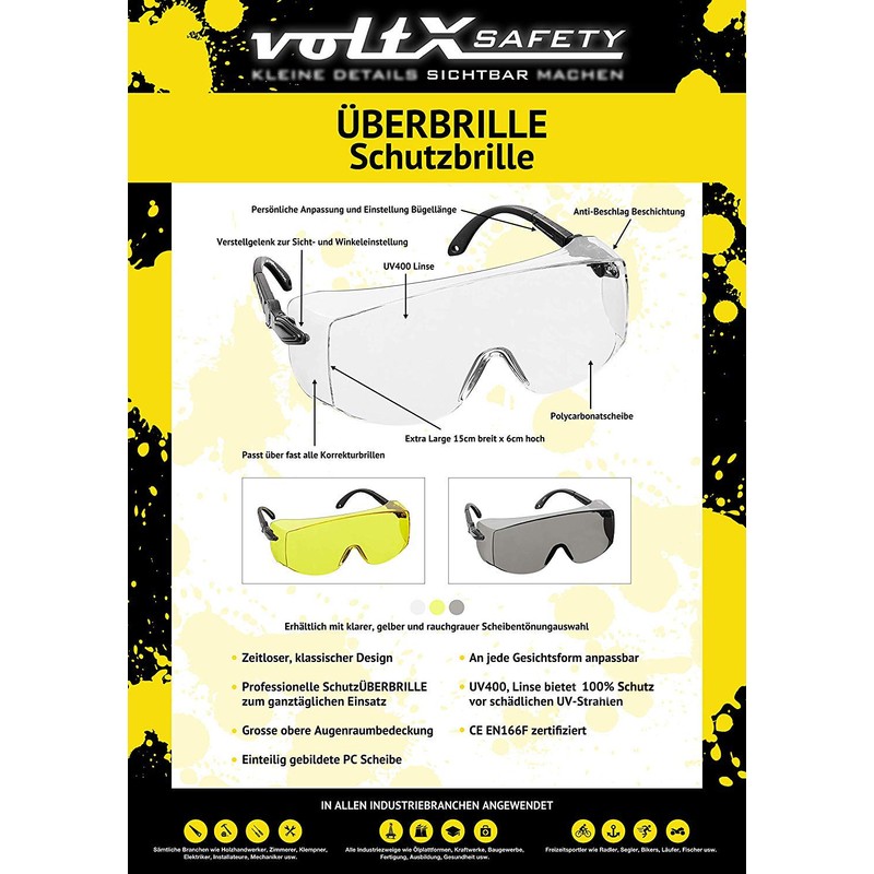 voltX 3 x OVERSPECS' Large Size, Industrial Safety Over Glasses