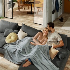 REDBEST Amarillo Microfibre Blanket Fleece Blanket Sofa Blanket Light Grey Size 150 x 200 cm Cuddly Teddy Fleece Extra Soft and Warm Easy Care Washable