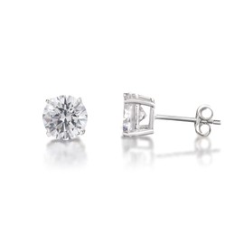 inSCINTILLE Women's and Men's 925 Silver Stud Earrings with Cubic Zirconia, Various Sizes and Colours, Silver, Cubic Zirconia