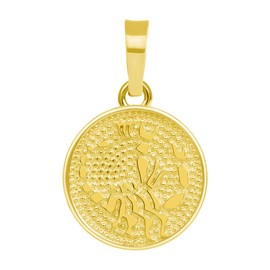 Jewelry America 14k Yellow Gold Tiny Round Scorpio Zodiac Sign Charm Scorpion Horoscope Pendant