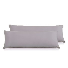 Evolve Soft Brushed Premium Microfiber Body Pillow Cover 21"x54" Pack of 2, Silver Grey