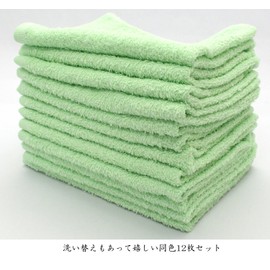 Nakamura Hot Towels, Color Towels, Commercial Use, 12 Sheets, 100% Cotton, Approx. 1.1 oz (30 g), Green, 15.0 x 11.0 inches (38 x 28 cm)