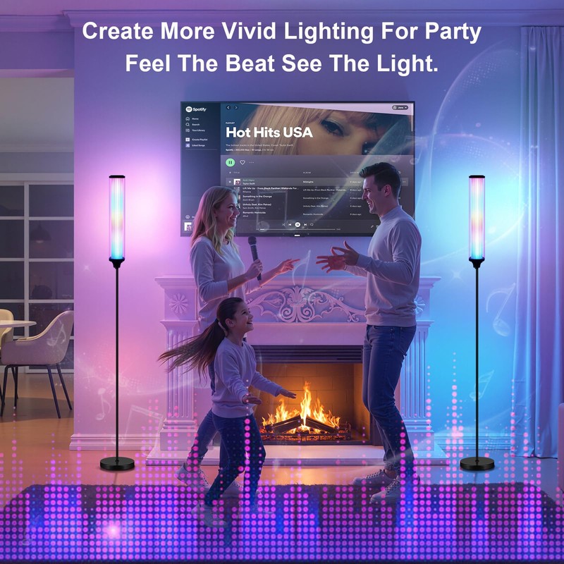 FRIDEKO HOME Smart Corner LED Floor Lamps for Bedroom, Black