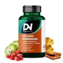 Divinity Nutra DN 4-in-1 Golden Berberine Supplement 1500mg, Glucose Support, with Ceylon Cinnamon Bitter Melon Ginkgo, Support Gut Health, Metabolism, Wellness, 60 Capsules, Divinity Nutra, C - Specification: Golden Glucose Duo Pack