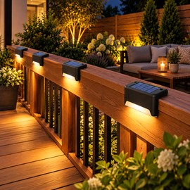 4PCS Solar Deck Lights Outdoor – Waterproof LED Fence Step Lights for Patio, Garden, Stairs and Pathway Decoration