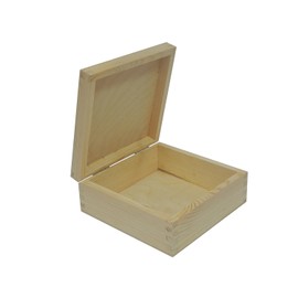 Wooden World - Small Wooden Box raw Wood for decoupage pirography and Craft 10 x 10 x 5 cm