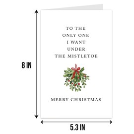 Qiliji Funny Christmas Card for Husband Boyfriend Fiance, Romantic Christmas Card for Wife Girlfriend, Merry Christmas Card for Men Women, To The Only One I Want Under The Mistletoe
