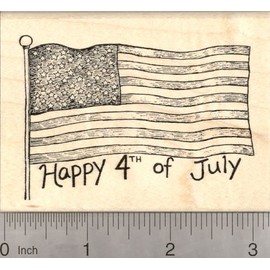 Happy 4th of July Rubber Stamp, American Flag