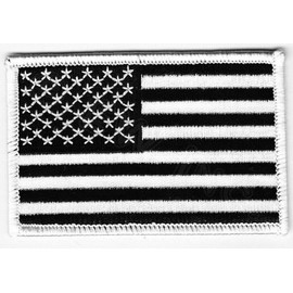 Lakeshore Trade AMERICAN FLAG PATCH embroidered iron-on US BLACK WHITE MILITARY United States