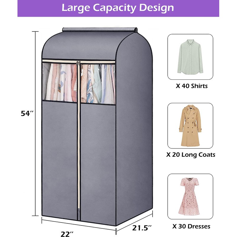 MISSLO 54" Garment Covers for Clothes Storage Hanging Suit Covers