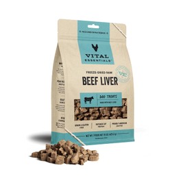 Vital Essentials Freeze Dried Raw Single Ingredient Dog Treats, Beef Liver, 15 oz