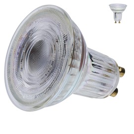 Satco LED MR16 Floodlight 5.5W 50W Equivalent 3000K Soft White 90+ CRI 36° Beam GU10 Twist-Lock Base 120V Dimmable Clear Finish – Part S12372