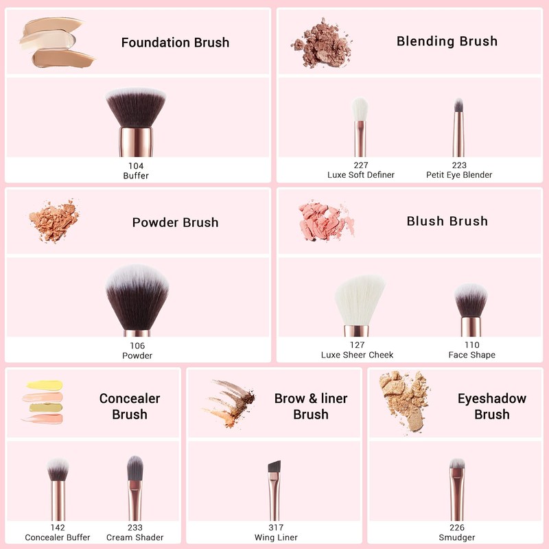 Jessup Makeup Brush Set 10 Pieces Cosmetic Makeup Brush Set