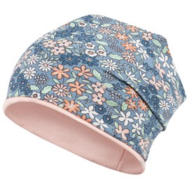 Smarilla Girls' Hat Transition Hat Beanie Flowers Spring Autumn Cotton, Blue Apricot