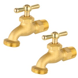 HeSun 2-Pack Outdoor Hose Bibb Faucet/Valve,1/2 Inch Male NPT (MIP) Inlet x 3/4 Inch Male Hose Thread (GHT) Outlet, Garden Spigot Shut Off Valve
