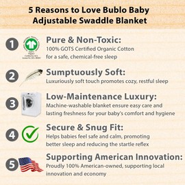 Bublo Baby Swaddles for Newborns – 3-Pack Infant Swaddles 0-3 Months – Adjustable Swaddle Sleep Sack – Soft Organic Cotton Baby Wrap for Safe & Cozy Sleep (Solid Grey)