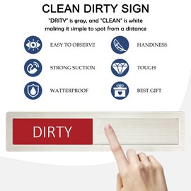 Clean Dirty Stainless Steel Dishwasher Magnet Sign - Kitchen Organizers and Storage - Magnet for Dishwasher,Red&Green