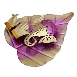 Charmy Crafts Colorful Metal Ganesha On Leaf, Wall Hanging Article for Wall Decor, Best for Gifting, Room Decor (Fuchsia Pink)
