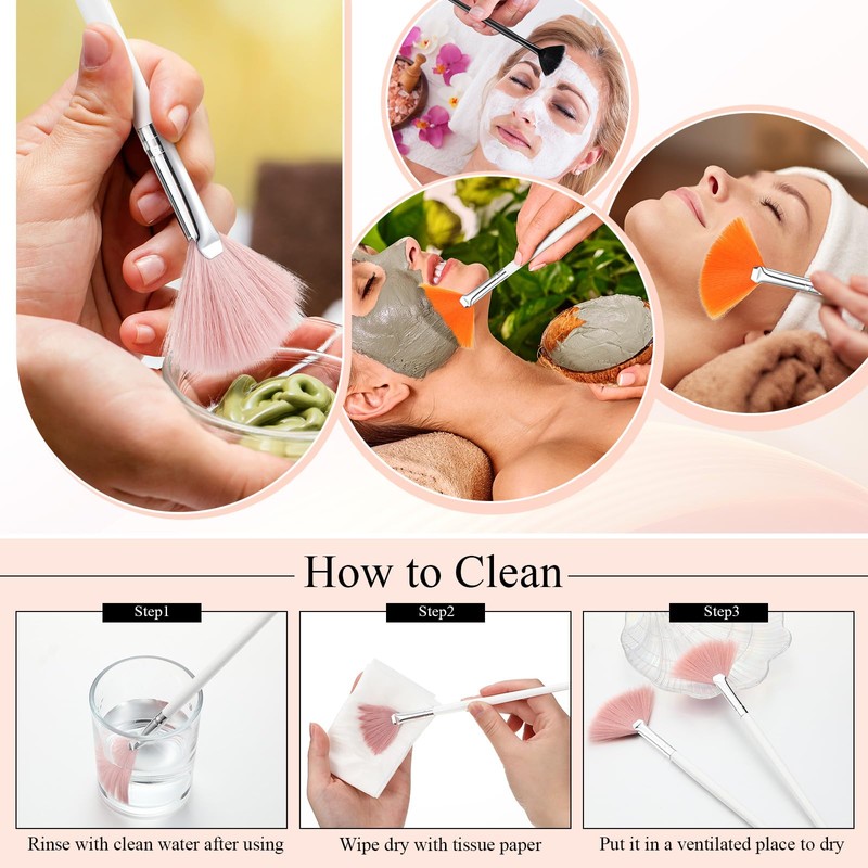 9 Pieces Facial Fan Mask Brushes, Soft Facial Applicator Brushes