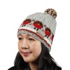 Pachamama Women Wool Bobble Beanie Hat Handknitted Cute Robin Design