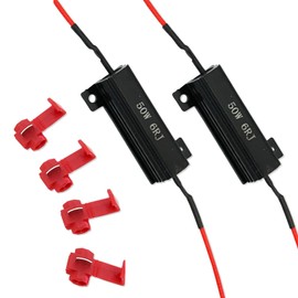 Polcatay 2 PCS 50 W 6 Ohm Load Resistor, Fast Heat Dissipation Resistor, Repair LED Bulb Fast Overclocking Flicker Error Code Repair Accessories, for Most Cars Trucks (Black)
