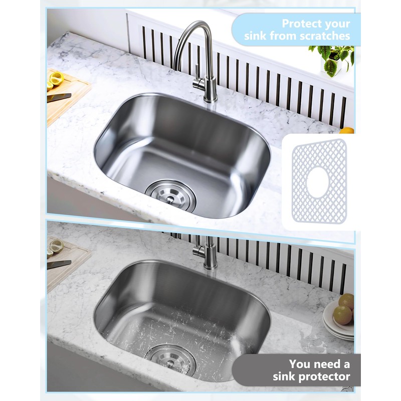 BEHOK 2 Pack Silicone Sink Protector for Kitchen Sink, Trellis