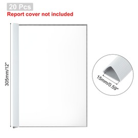 PATIKIL 20Pcs Binding Bars, 15mm Binding Bars Slide Grip 120 Sheets Capacity A4 Size Report Binder Presentation Binder for Report Cover Resume, White