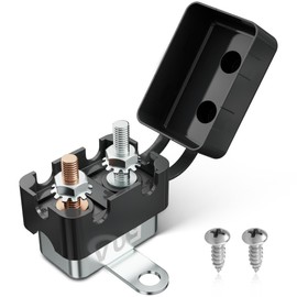 RED WOLF (50A 1PCS) DC 6V-50V Automatic Reset Circuit Breaker #10-32 Stud Bolt Type Circuit Breaker with Metal Fuse Housing Pre-Trimmed Cover Reusable for Boat Marine Trolling Motor RV Battery System