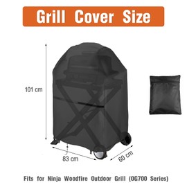 Kingling Grill Cover Fits Ninja Woodfire Outdoor Grill (OG701 Grill) BBQ Cover, Waterproof and Dustproof Protective Cover (Cover Only)