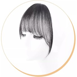 Clip in Bangs Human Hair Extensions for Women Medium Brown Clip on Fringe Real Hair Natural Flat Neat Bangs with Gradual Temples One Piece Hairpiece (Brownish black, One size)