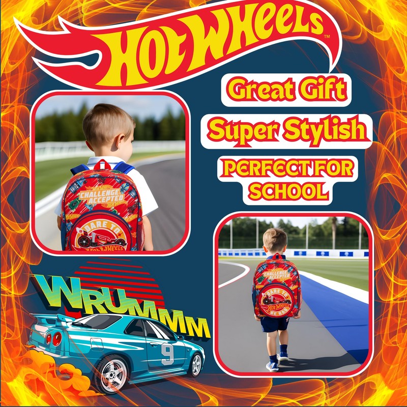 Hot Wheels Backpack For Kids Large Cars School Travel Sports